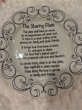 Home Essentials White Ceramic Sharing Plate with Black Scroll Design